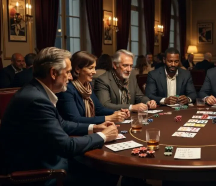 Joueurs amateurs de poker autour d'une table lors d'un tournoi live en France