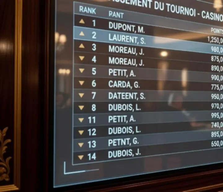 Vue stylisée d'un tableau de classement de poker live