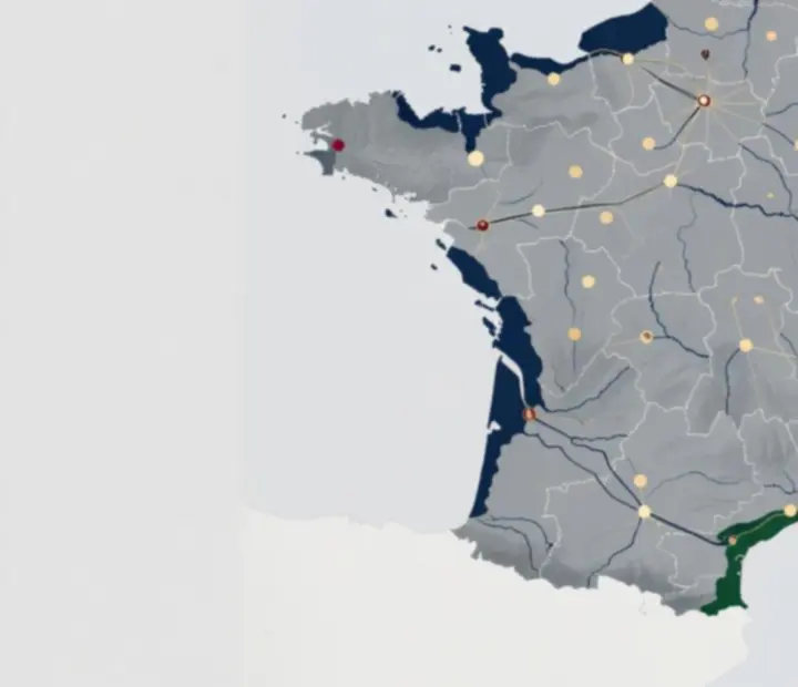Carte stylisée de la France mettant en évidence les principaux pôles de tournois de poker live